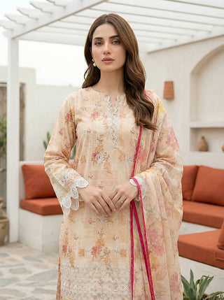 03 Piece Unstitched Printed Embroidered with Printed Lawn Dupatta