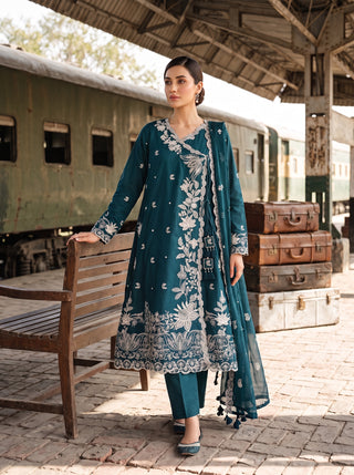03 Piece Embroidered with Chiffon Dupatta Ready to wear Luckhnowi Collection