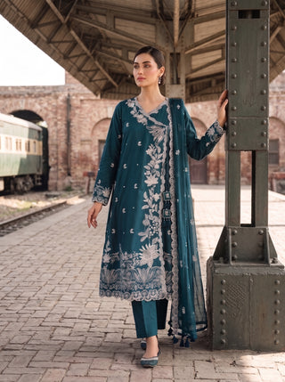 03 Piece Embroidered with Chiffon Dupatta Ready to wear Luckhnowi Collection