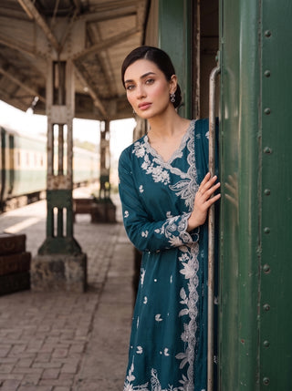 03 Piece Embroidered with Chiffon Dupatta Ready to wear Luckhnowi Collection