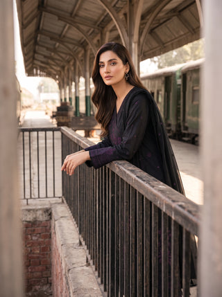 03 Piece Embroidered with Chiffon Dupatta Ready to wear Luckhnowi Collection