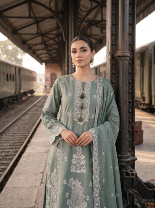 03 Piece Embroidered with Chiffon Dupatta Ready to wear Luckhnowi Collection