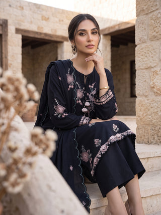 03 Piece Unstitched Embroidered with Fancy Embroidered Shawl