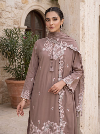 03 Piece Unstitched Embroidered with Fancy Embroidered Shawl