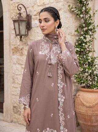 03 Piece Unstitched Embroidered with Fancy Embroidered Shawl