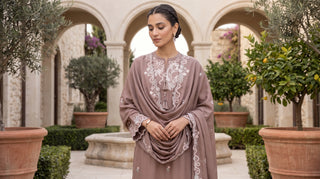 03 Piece Unstitched Embroidered with Fancy Embroidered Shawl