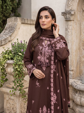 03 Piece Unstitched Embroidered with Fancy Embroidered Shawl