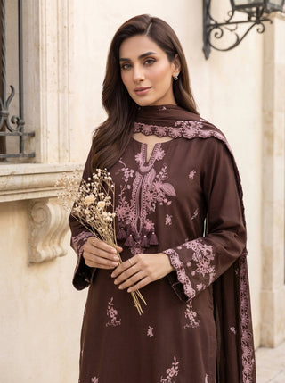 03 Piece Unstitched Embroidered with Fancy Embroidered Shawl