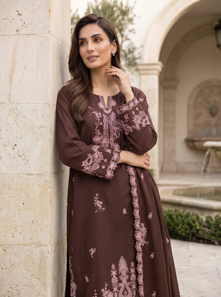03 Piece Unstitched Embroidered with Fancy Embroidered Shawl