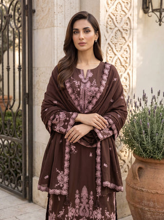03 Piece Unstitched Embroidered with Fancy Embroidered Shawl