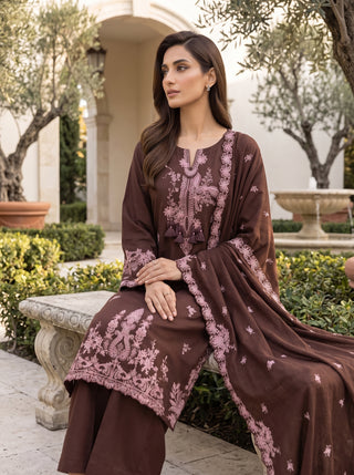 03 Piece Unstitched Embroidered with Fancy Embroidered Shawl