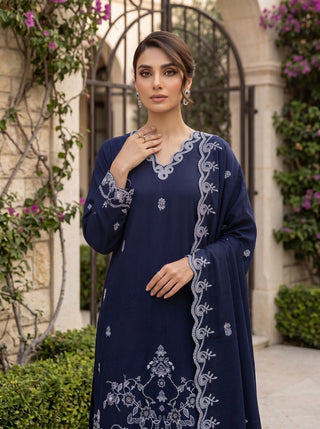 03 Piece Unstitched Embroidered with Fancy Embroidered Shawl