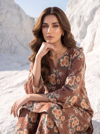 02 Piece Unstitched Printed Lawn
