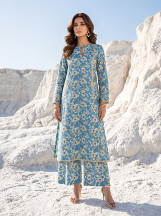 02 Piece Unstitched Printed Lawn