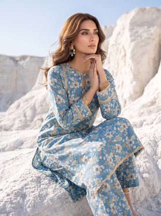 02 Piece Unstitched Printed Lawn