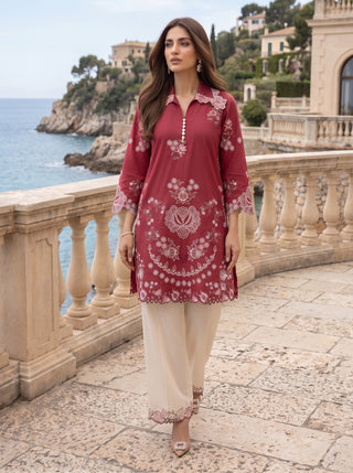 02 Piece Ready To Wear Embroidered Shirt & Trouser