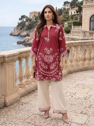 02 Piece Ready To Wear Embroidered Shirt & Trouser