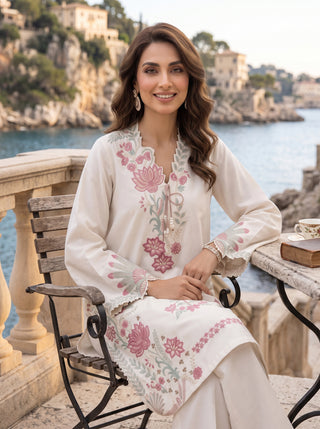 02 Piece Ready To Wear Embroidered Shirt & Trouser