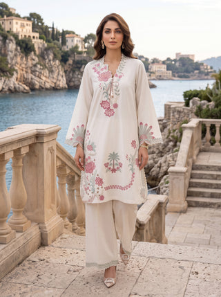 02 Piece Ready To Wear Embroidered Shirt & Trouser