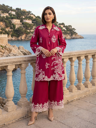 02 Piece Ready To Wear Embroidered Shirt & Trouser