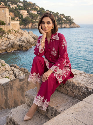 02 Piece Ready To Wear Embroidered Shirt & Trouser