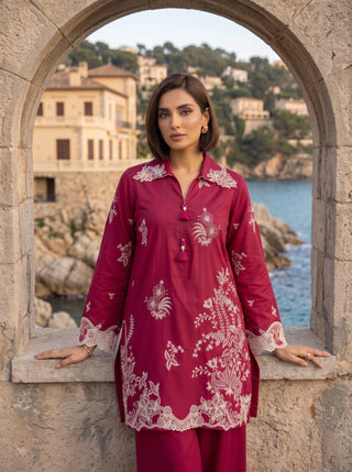 02 Piece Ready To Wear Embroidered Shirt & Trouser