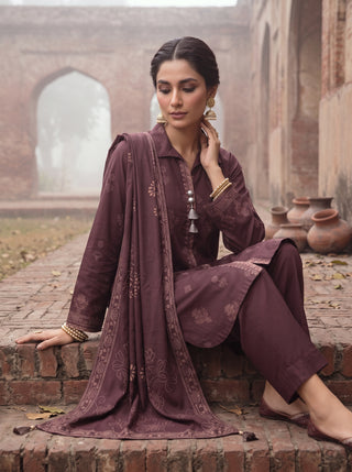 03 Piece Unstitched Cashmi Wool Printed