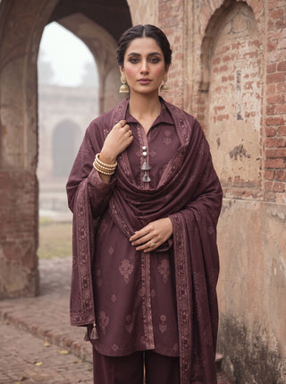 03 Piece Unstitched Cashmi Wool Printed