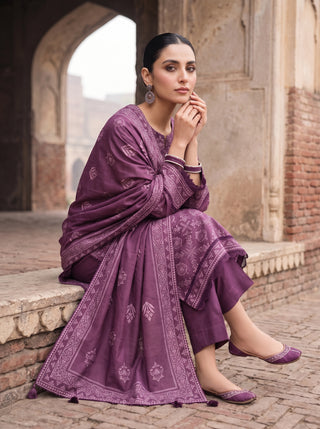 03 Piece Unstitched Cashmi Wool Printed