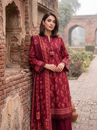 03 Piece Unstitched Cashmi Wool Printed