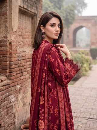 03 Piece Unstitched Cashmi Wool Printed