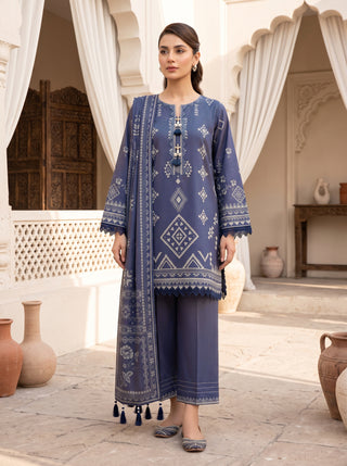 03 Piece Unstitched Cashmi Vool Printed
