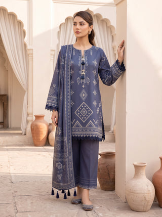 03 Piece Unstitched Cashmi Vool Printed