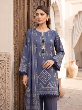 03 Piece Unstitched Cashmi Vool Printed