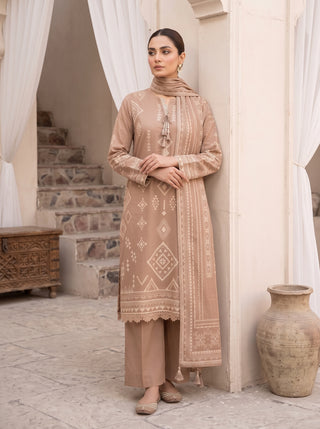 03 Piece Unstitched Cashmi Vool Printed