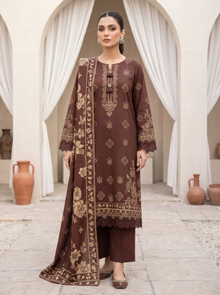 03 Piece Unstitched Cashmi Vool Printed