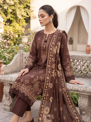 03 Piece Unstitched Cashmi Vool Printed