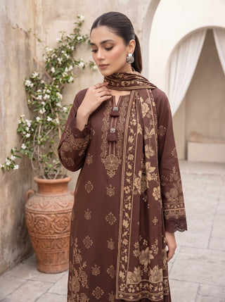 03 Piece Unstitched Cashmi Vool Printed