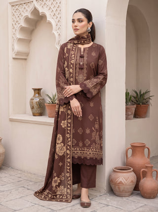 03 Piece Unstitched Cashmi Vool Printed