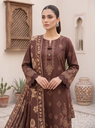 03 Piece Unstitched Cashmi Vool Printed