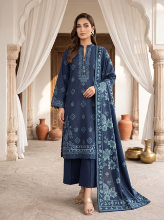 03 Piece Unstitched Cashmi Vool Printed