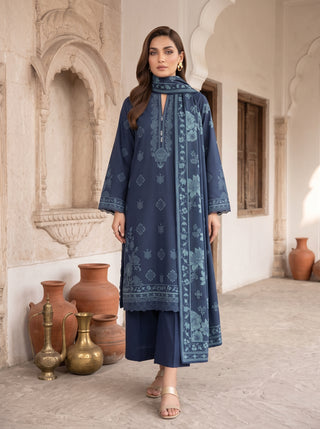 03 Piece Unstitched Cashmi Vool Printed