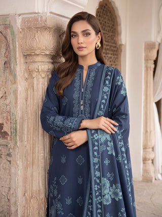 03 Piece Unstitched Cashmi Vool Printed