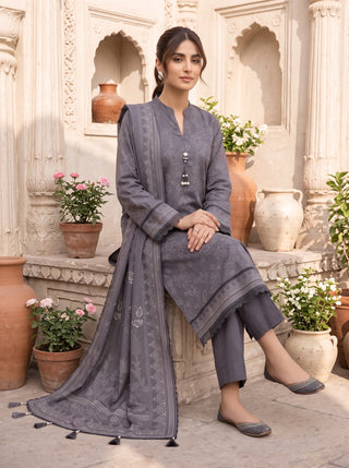 03 Piece Unstitched Cashmi Vool Printed