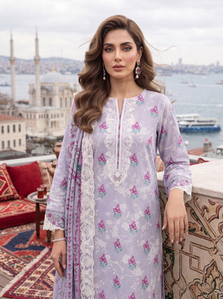 03 Piece Unstitched Printed Embroidered Komal Lawn