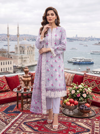 03 Piece Unstitched Printed Embroidered Komal Lawn