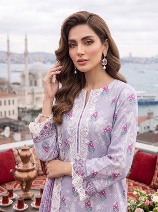 03 Piece Unstitched Printed Embroidered Komal Lawn
