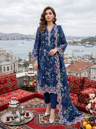 03 Piece Unstitched Printed Embroidered Komal Lawn