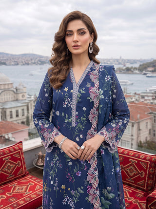 03 Piece Unstitched Printed Embroidered Komal Lawn