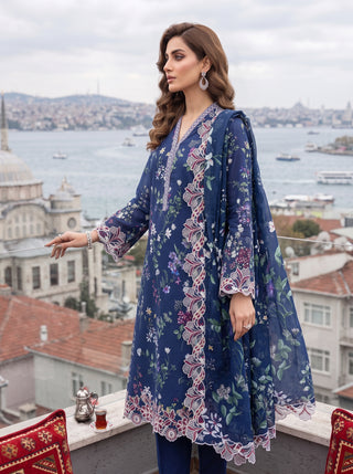 03 Piece Unstitched Printed Embroidered Komal Lawn